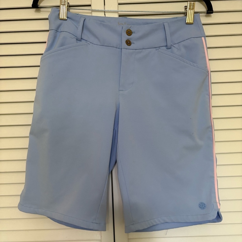 Lilly Pulitzer Sky Blue Women's Shorts with Pink Trim